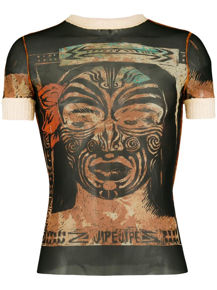 Jean Paul Gaultier Vintage Printed Sheer T-shirt - Black