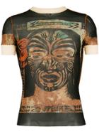 Jean Paul Gaultier Vintage Printed Sheer T-shirt - Black