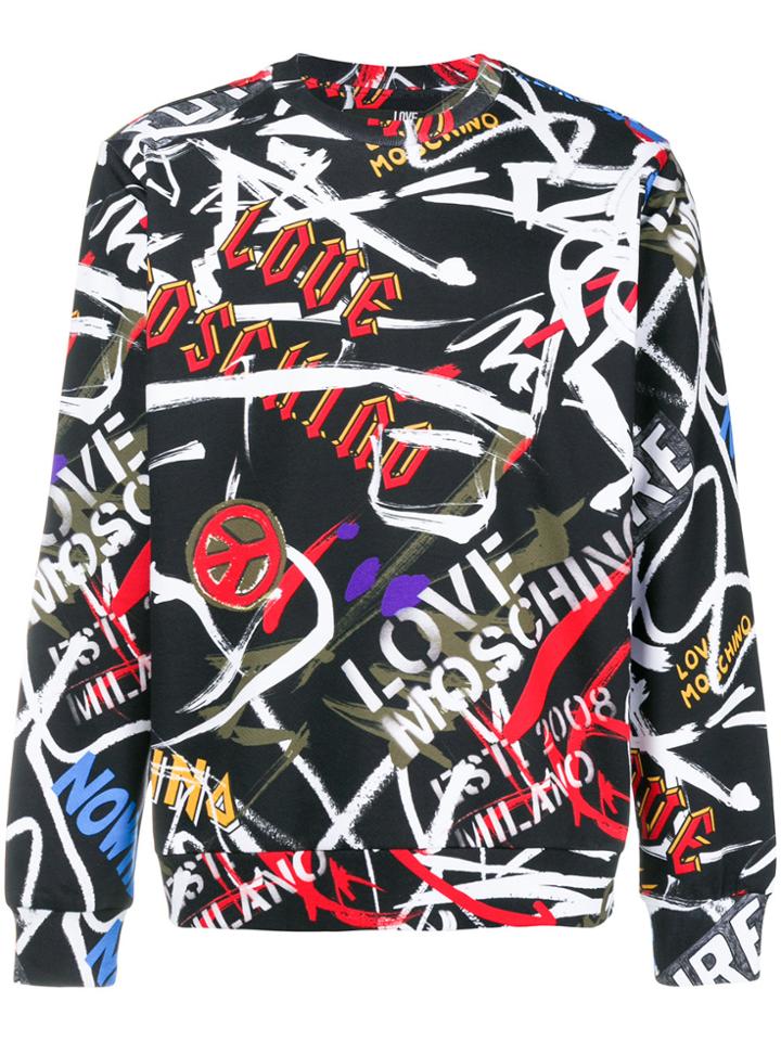 Love Moschino Logo Graffiti Sweatshirt - Black