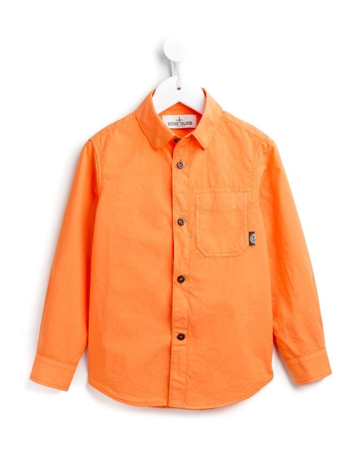 Stone Island Kids Cutaway Collar Shirt, Boy's, Size: 8 Yrs, Yellow/orange