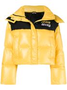 Miu Miu Cropped Puffer Jacket - Yellow & Orange