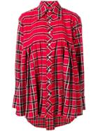 Matthew Adams Dolan Pleated Check Flannel Shirt - Red