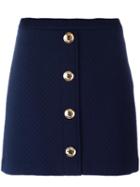 Love Moschino Buttoned Front Quilted Skirt, Women's, Size: 42, Blue, Polyamide/cotton
