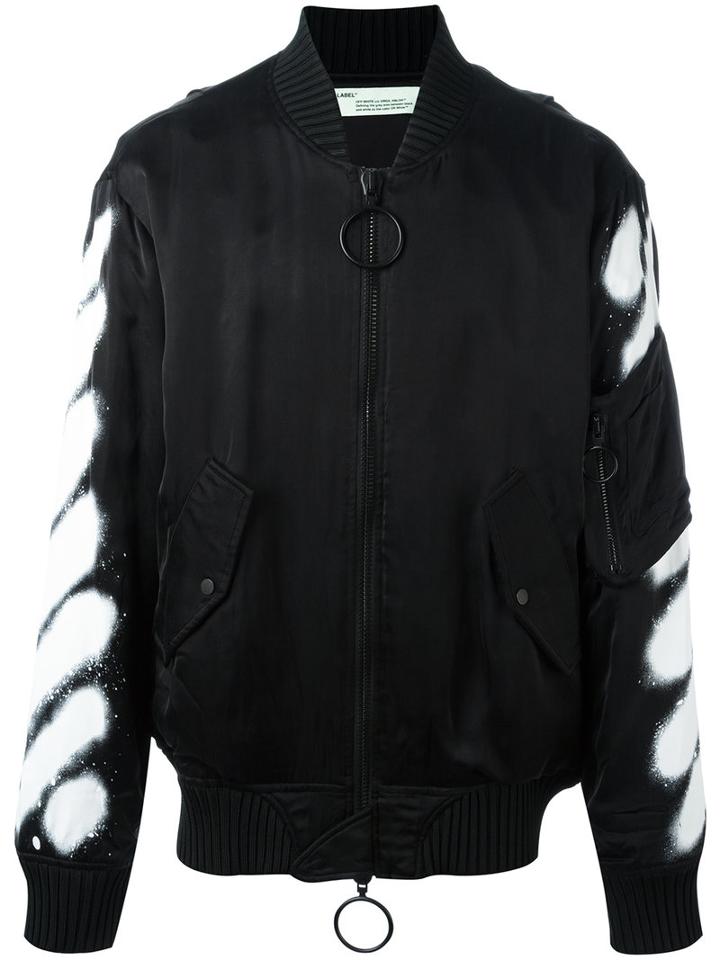 Off-white Spray Bomber Jacket, Men's, Size: Small, Black, Cupro/viscose/polyester