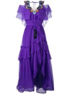 Alberta Ferretti - Layered Embroidery Dress - Women - Silk/acetate/other Fibers - 38, Pink/purple, Silk/acetate/other Fibers