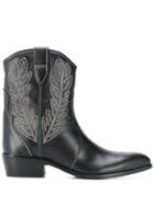 Twin-set Embroidered Cowboy Boots - Black