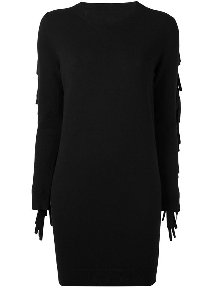 Mm6 Maison Margiela Fringe Wool Dress, Women's, Size: Medium, Black, Polyamide/viscose/cashmere/wool
