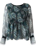 Paisley Print Scalloped Blouse, Women's, Size: 38, Green, Cotton/polyester, See By Chloé