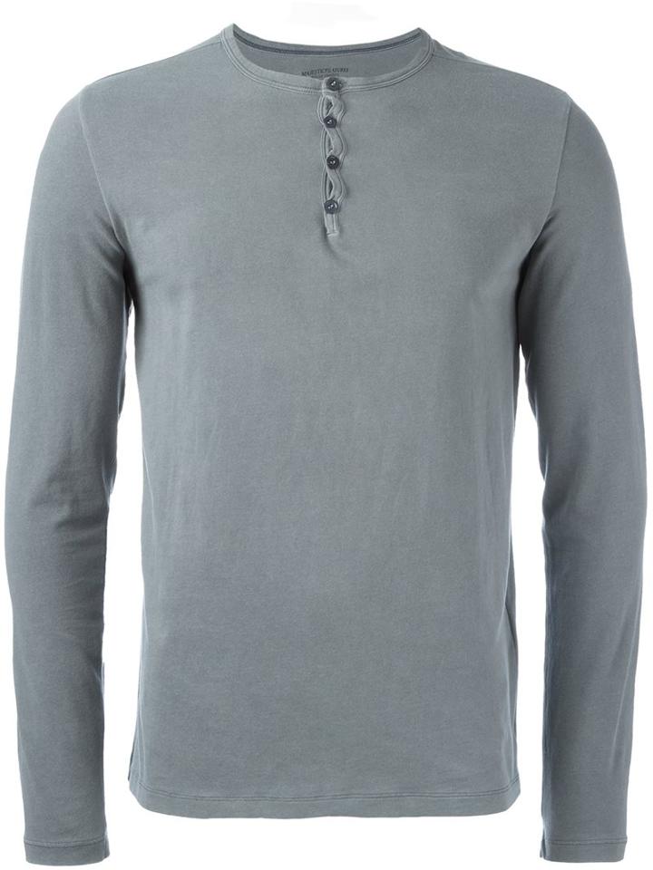 Majestic Filatures Henley T-shirt, Men's, Size: Xl, Grey, Cotton/spandex/elastane