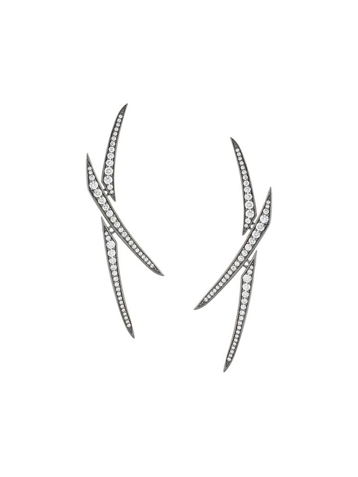 Gisele For Eshvi 18kt White Gold Earrings With Black Rhodium Plate