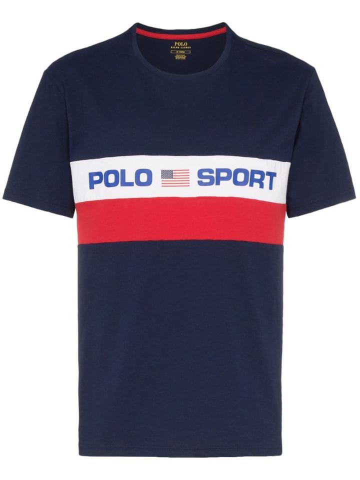 Polo Ralph Lauren Logo Stripe Print T-shirt - Blue