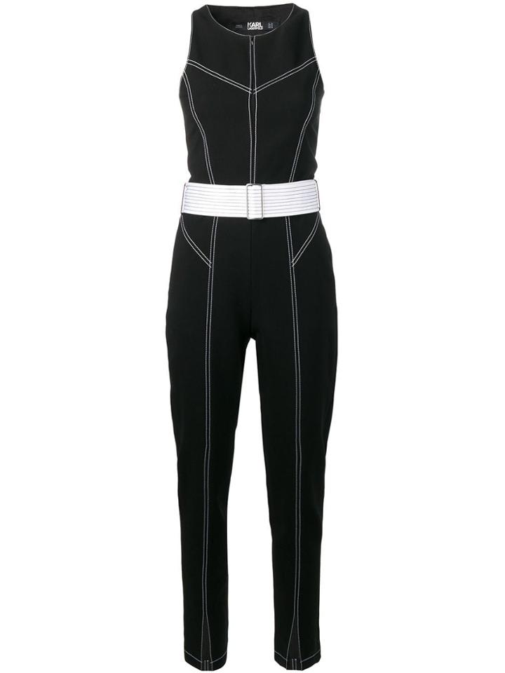 Karl Lagerfeld Contrast Stitch Jumpsuit - Black