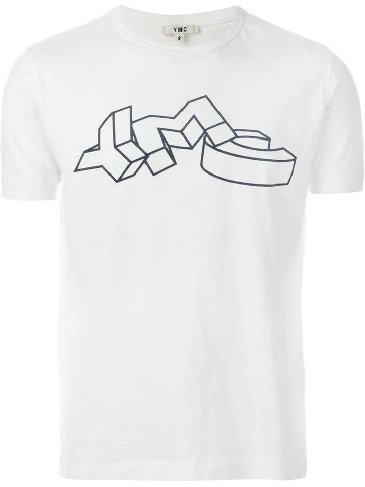 Ymc Logo Print T-shirt, Men's, Size: Xl, White, Cotton