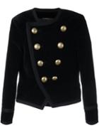 Saint Laurent 'spencer' Cropped Velvet Blazer, Women's, Size: 44, Black, Silk/cotton