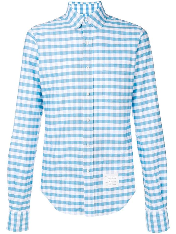 Thom Browne Gingham Straight Fit Oxford Shirt - Blue