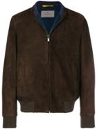 Canali Leather Bomber Jacket - Brown
