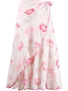 Kenzo Pre-owned 2000's Floral Print Skirt - White