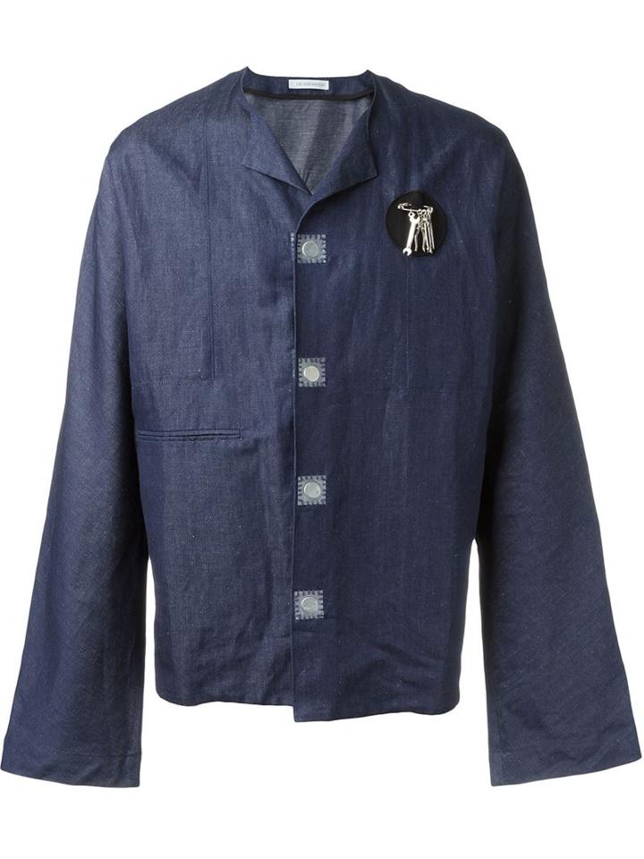 J.w. Anderson Safety Pin Patch Collarless Shirt