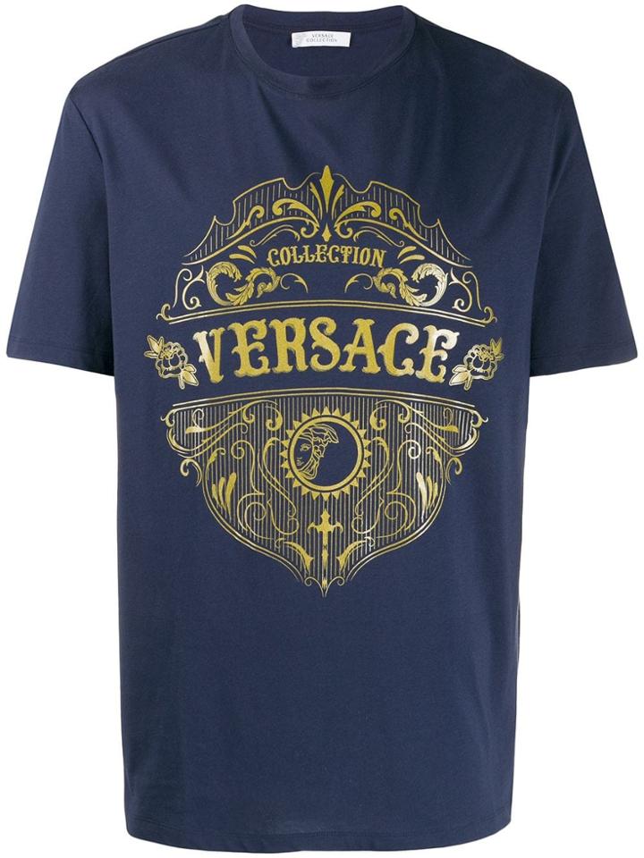 Versace Collection Sheriff Badge Print T-shirt - Blue
