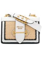 Prada Basket Weave Cahier Shoulder Bag - White