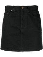 Saint Laurent Fitted Denim Skirt - Black