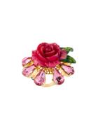 Dolce & Gabbana Crystal Rose Ring - Pink & Purple