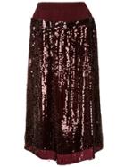 Tibi Sequin Midi Skirt - Red