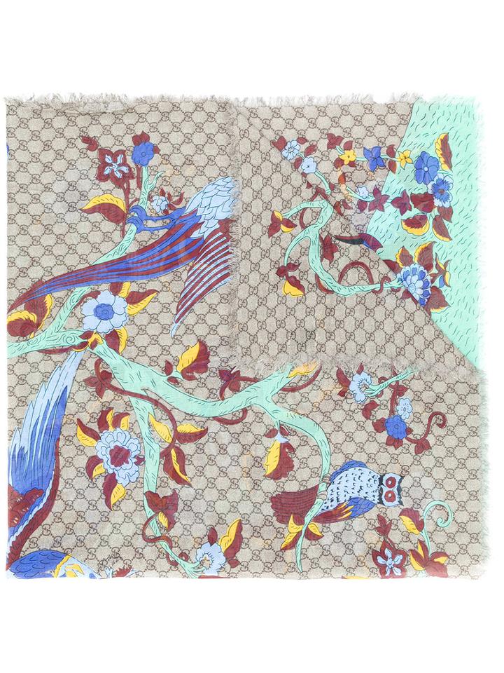Gucci - Gg Supreme Jubilee Print Scarf - Women - Silk/modal - One Size, Brown, Silk/modal