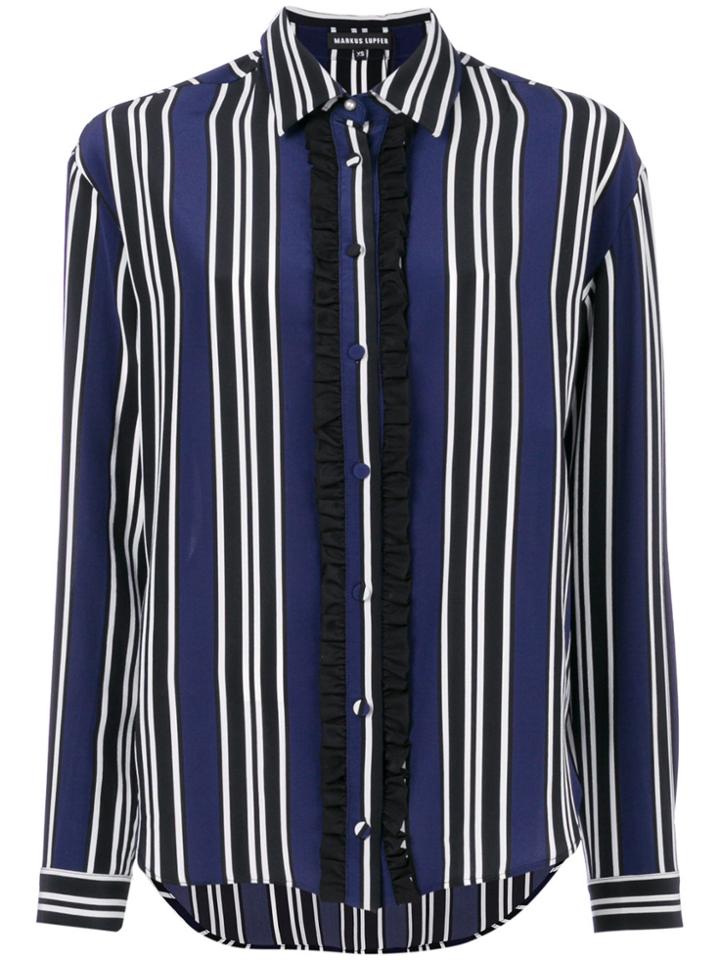 Markus Lupfer Striped Ruffle Shirt - Blue