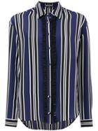 Markus Lupfer Striped Ruffle Shirt - Blue