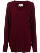 Maison Margiela Knitted Cut-out Jumper - Red