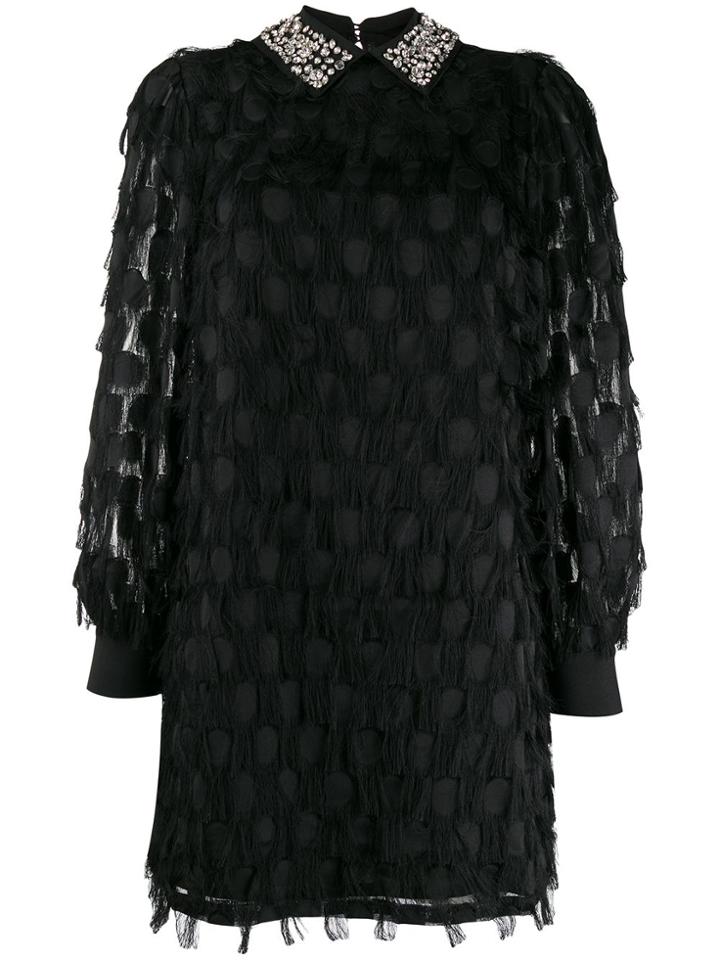 Blumarine Abito Detachable Collar Tassel Dress - Black
