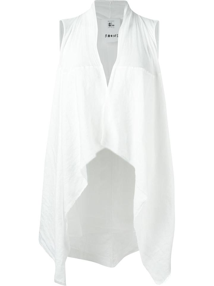 Lost & Found Rooms Asymmetric Hem Waistcoat, Women's, Size: Small, White, Linen/flax/cotton