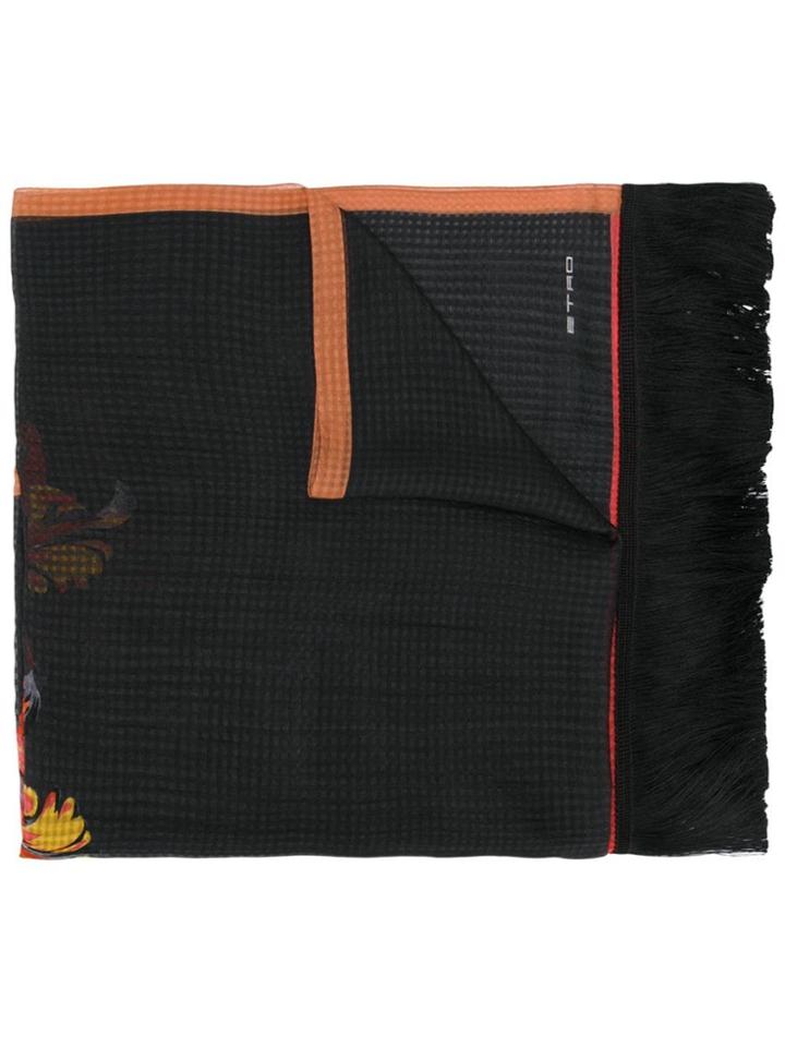 Etro Fringed Silk Scarf - Black