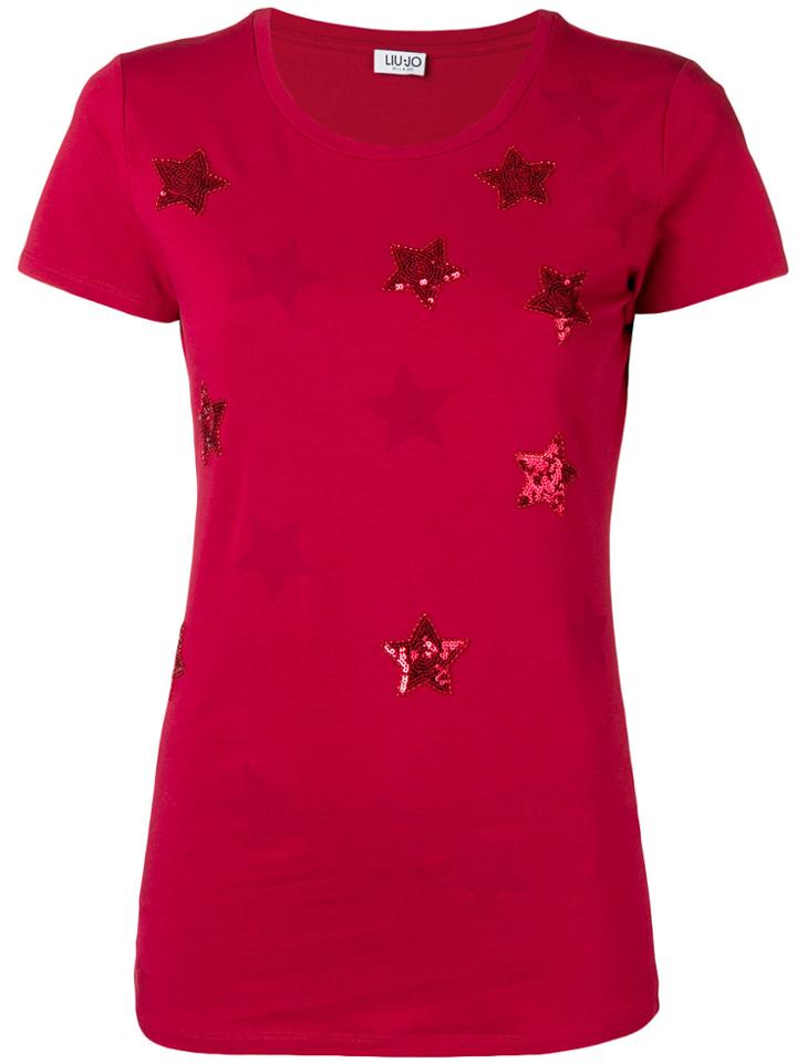 Liu Jo Stars Embellished T-shirt - Red
