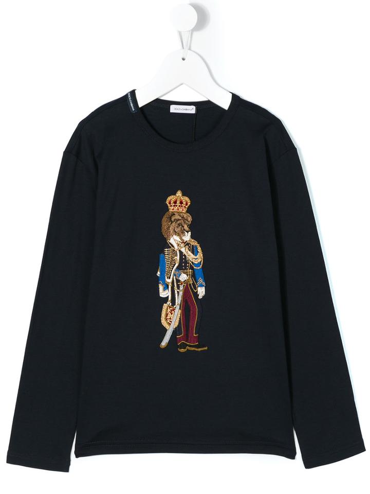 Dolce & Gabbana Kids - Lion King Appliqué Top - Kids - Cotton - 2 Yrs, Blue
