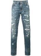 Dolce & Gabbana Distressed Denim Straight-leg Jeans - Blue