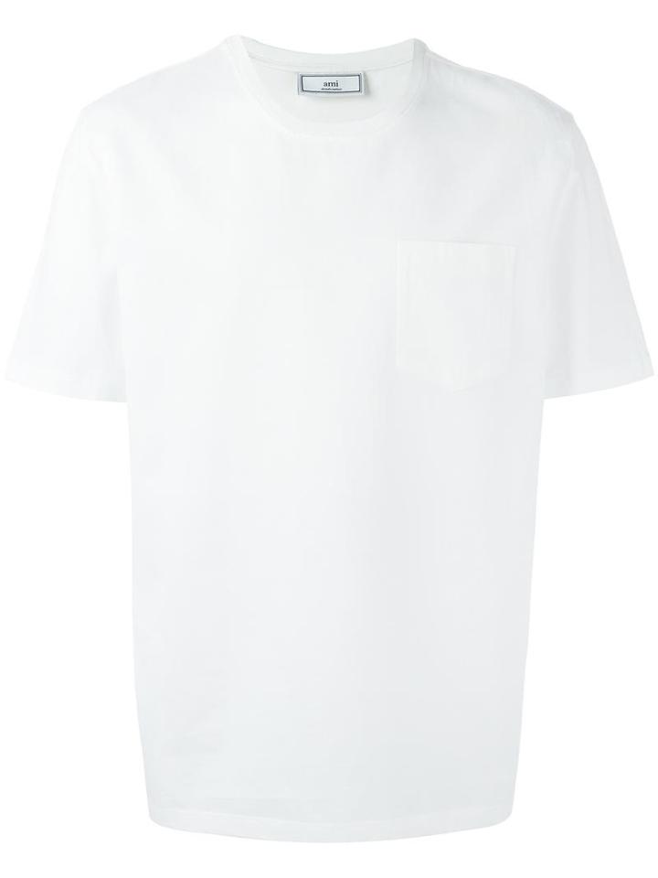 Ami Alexandre Mattiussi Contrast Front T-shirt, Men's, Size: Large, White, Cotton