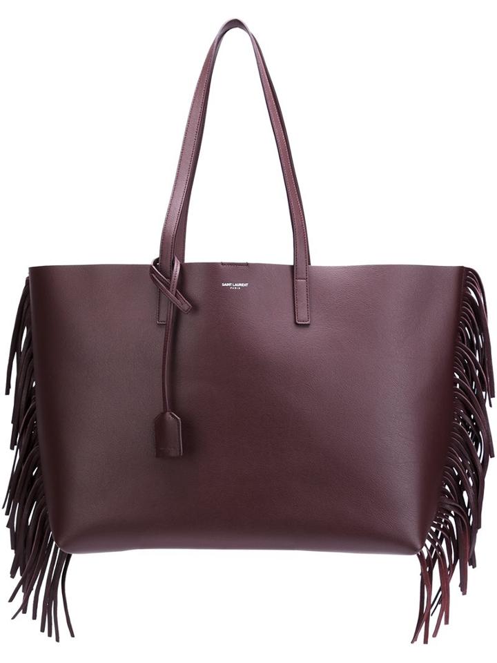 Saint Laurent Large Fringed Tote, Women's, Pink/purple