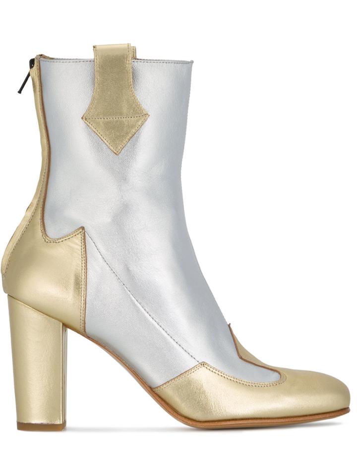 Kalda Silver And Gold Leather Lou 95 Boots - Metallic