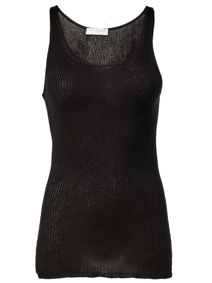 Faith Connexion Ribbed Tank Top, Women's, Size: S, Black, Cotton