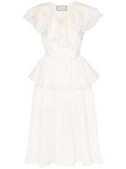 Innika Choo Sailor Floral Embroidered Ruffle Detail Wrap Dress - White