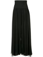 Monique Lhuillier - Flared Pleated Trousers - Women - Silk - 4, Black, Silk