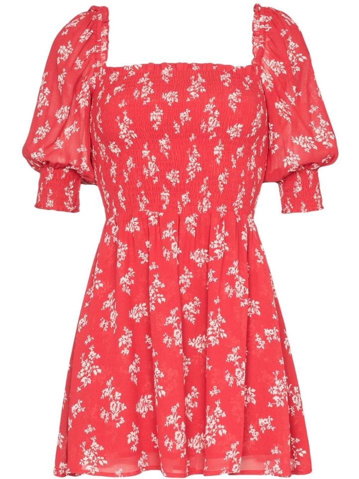 Reformation Elee Mini Floral Print Dress - Red