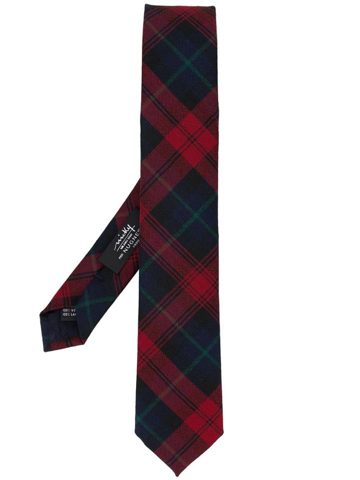 Nicky Plaid Pattern Tie - Blue