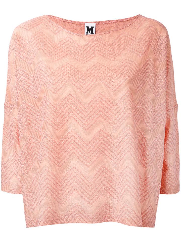 M Missoni - Patterned Knit Top - Women - Cotton/polyamide/viscose/metallic Fibre - M, Pink/purple, Cotton/polyamide/viscose/metallic Fibre