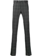 Pt01 Check Print Tailored Trousers - Grey