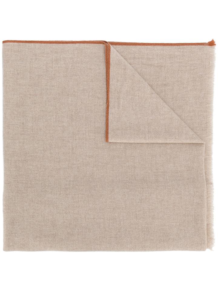 Eleventy Stripe Hem Scarf - Nude & Neutrals