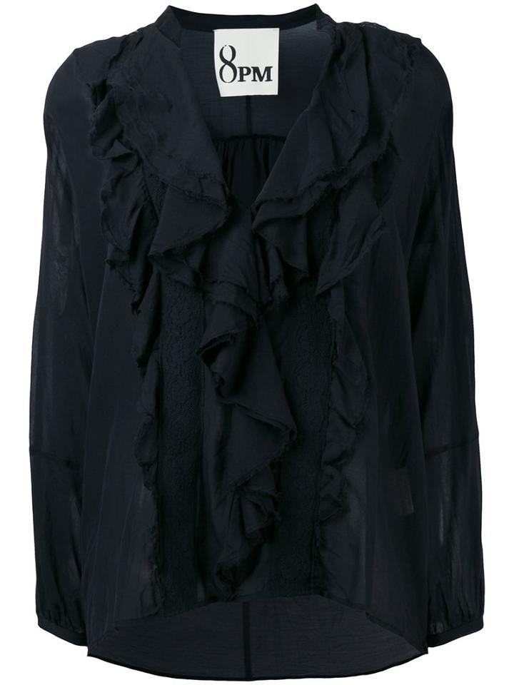 8pm - Pleated Blouse - Women - Silk/cotton - M, Black, Silk/cotton
