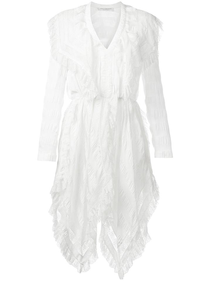 Philosophy Di Lorenzo Serafini - Asymmetric Ruffled Dress - Women - Rayon - 40, Women's, White, Rayon